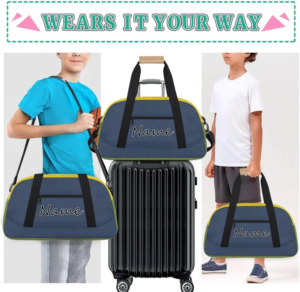 Personalized Cute Gymnastics Ballet Dance Bag Custom Name Gym Bag Travel Duffle Bag Weekender Carry on Overnight Bags