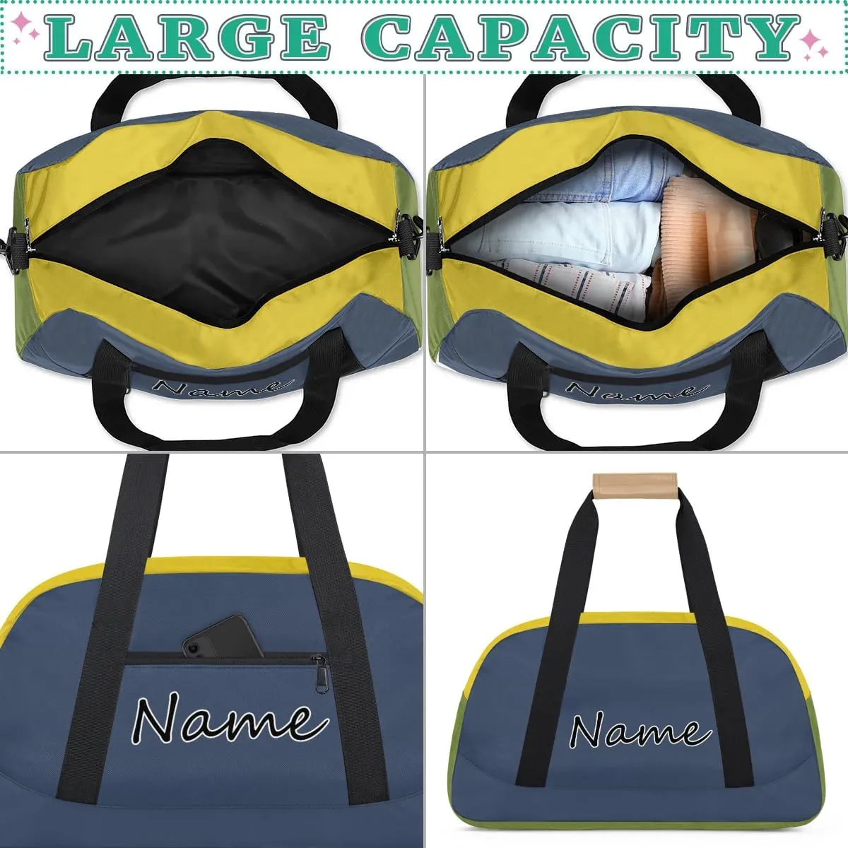 Personalized Cute Gymnastics Ballet Dance Bag Custom Name Gym Bag Travel Duffle Bag Weekender Carry on Overnight Bags
