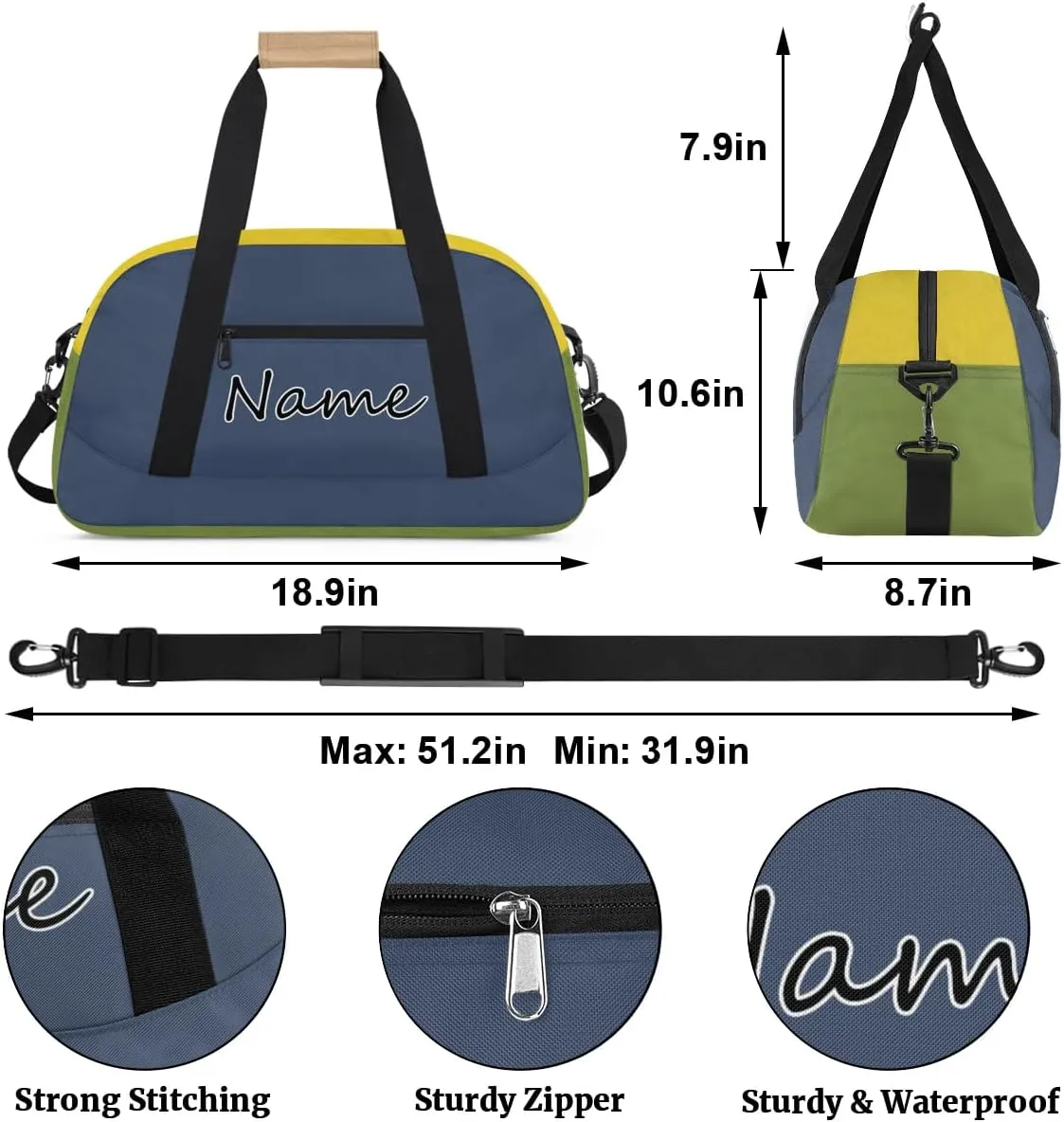 Personalized Cute Gymnastics Ballet Dance Bag Custom Name Gym Bag Travel Duffle Bag Weekender Carry on Overnight Bags