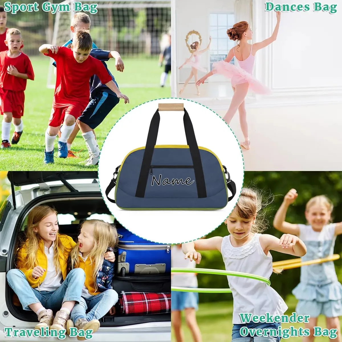 Personalized Cute Gymnastics Ballet Dance Bag Custom Name Gym Bag Travel Duffle Bag Weekender Carry on Overnight Bags
