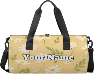 Personalized Daisy Floral Sport Gym Bag, Custom Name Duffel Bags for Men, Waterproof Custom Sport Duffel Bag, Gymnastics Dance, Flower