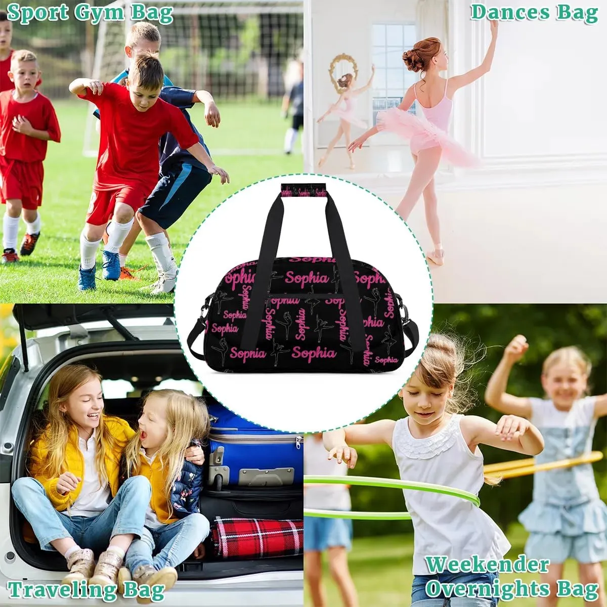 Personalized Dance Bag Ballet Sport Duffel Bag for Dancer Custom Dance Overnight Weekender Bags Black Personalized Gifts