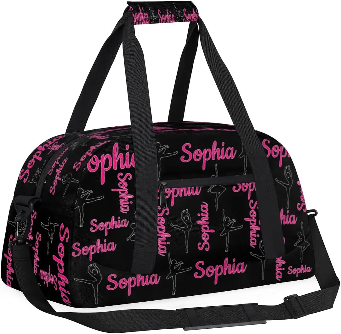 Personalized Dance Bag Ballet Sport Duffel Bag for Dancer Custom Dance Overnight Weekender Bags Black Personalized Gifts