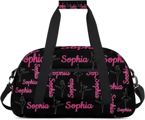 Personalized Dance Bag Ballet Sport Duffel Bag for Dancer Custom Dance Overnight Weekender Bags Black Personalized Gifts