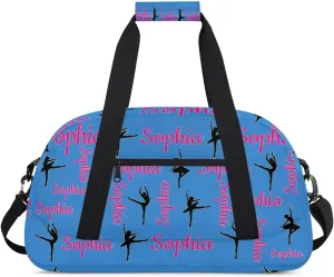 Personalized Dance Bag Ballet Sport Duffel Bag for Dancer Custom Dance Overnight Weekender Bags Blue Personalized Gifts