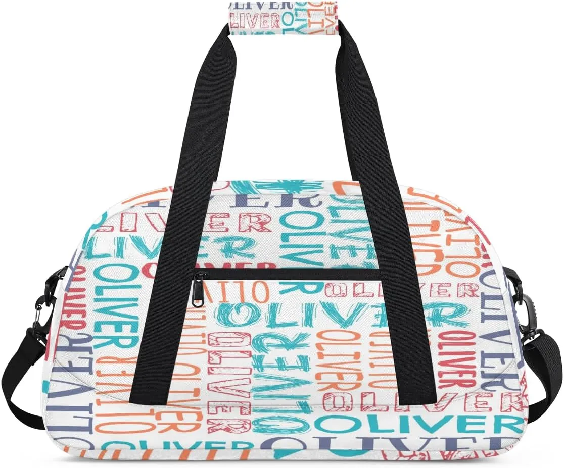 Personalized Dance Bag Duffel Bag for Girl, Custom Sport Gym Bag for Boy, Ballet Bag Weekender Bags Travel Duffel Bag Gift for Kids Blue Orange Green Text