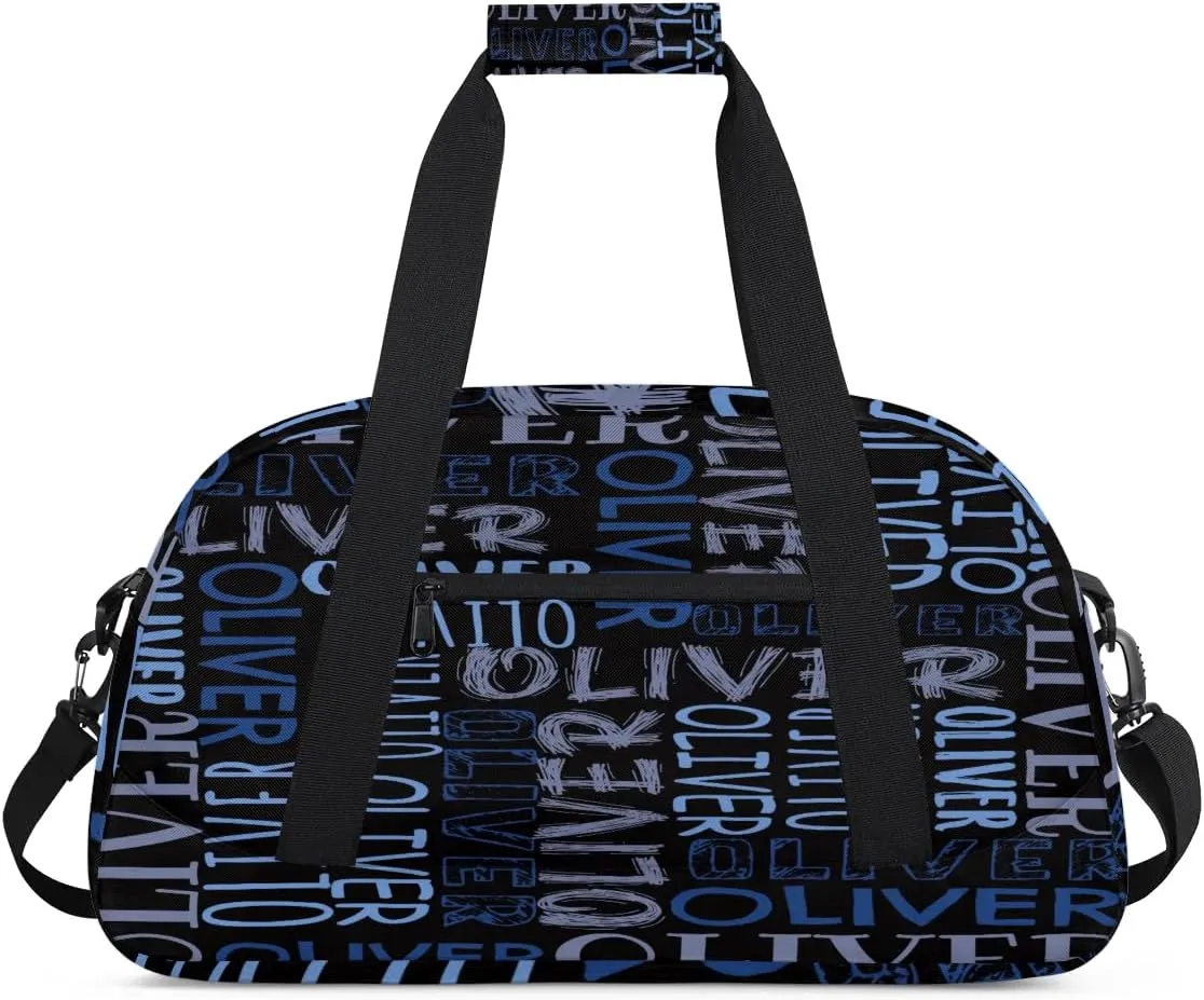 Personalized Dance Bag Duffel Bag for Girl, Custom Sport Gym Bag for Boy, Ballet Bag Weekender Bags Travel Duffel Bag Gift for Kids Blue Text Name