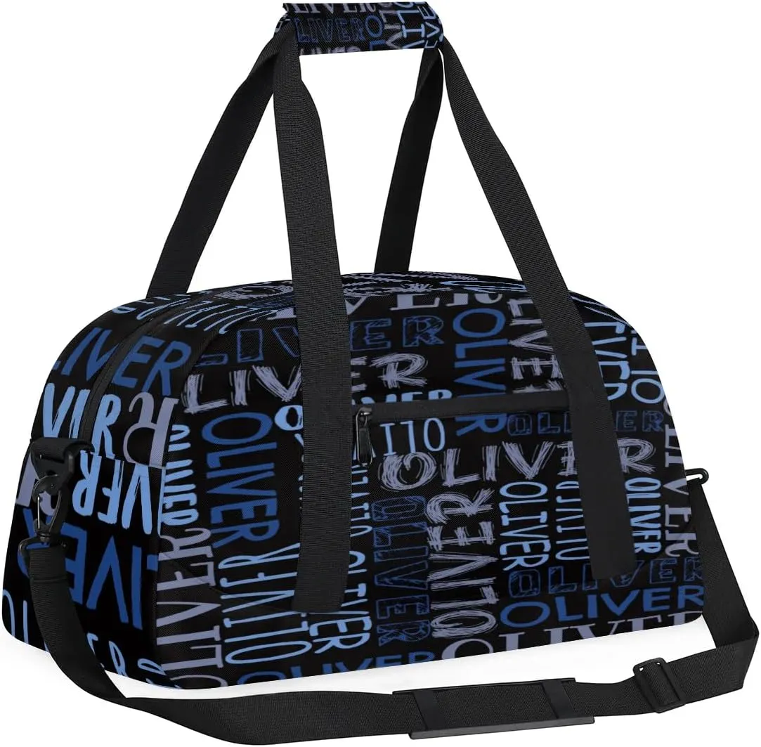 Personalized Dance Bag Duffel Bag for Girl, Custom Sport Gym Bag for Boy, Ballet Bag Weekender Bags Travel Duffel Bag Gift for Kids Blue Text Name