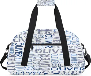 Personalized Dance Bag Duffel Bag for Girl, Custom Sport Gym Bag for Boy, Ballet Bag Weekender Bags Travel Duffel Bag Gift for Kids Blue Text White