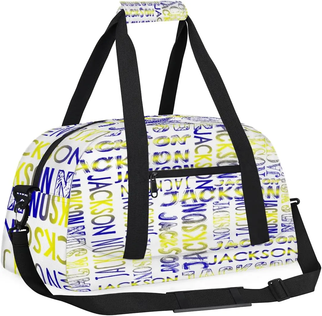 Personalized Dance Bag Duffel Bag for Girl, Custom Sport Gym Bag for Boy, Ballet Bag Weekender Bags Travel Duffel Bag Gift for Kids Gradation Blue Yellow
