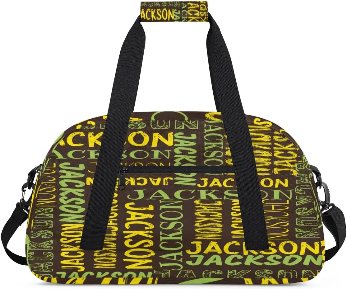Personalized Dance Bag Duffel Bag for Girl, Custom Sport Gym Bag for Boy, Ballet Bag Weekender Bags Travel Duffel Bag Gift for Kids Green Yellow Brown