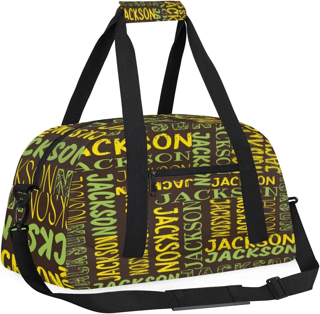 Personalized Dance Bag Duffel Bag for Girl, Custom Sport Gym Bag for Boy, Ballet Bag Weekender Bags Travel Duffel Bag Gift for Kids Green Yellow Brown
