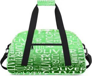 Personalized Dance Bag Duffel Bag for Girl, Custom Sport Gym Bag for Boy, Ballet Bag Weekender Bags Travel Duffel Bag Gift for Kids White Text Gradation Green