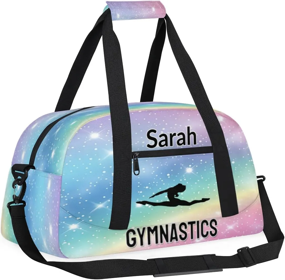 Personalized Dance Bag Gym Bag, Custom Gymnastics Sports Duffel Bags Weekender Bags Travel Duffel Bag Custom Neme Gymnastics Ballet Bag Gradient Sparkle