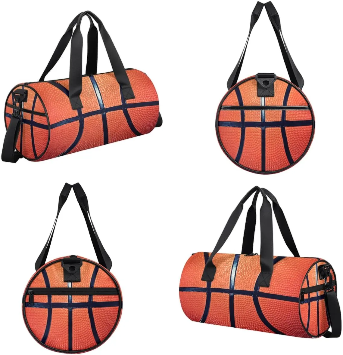 Personalized Dance Bag Gym Bag for Boys Girls, Personalized Custom Sports Gym Bag, Cylindrical Kids Travel Duffel Bags Weekender Overnight Bag for Teen Kids, Sports Ball Basketball Texture