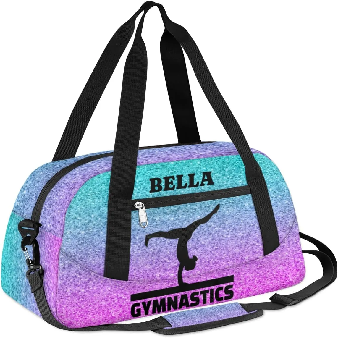 Personalized Dance Bag Gym Bag for Girl, Custom Sport Duffel Bag Weekender Bags Travel Duffel Bag Blue Purple Gymnastics