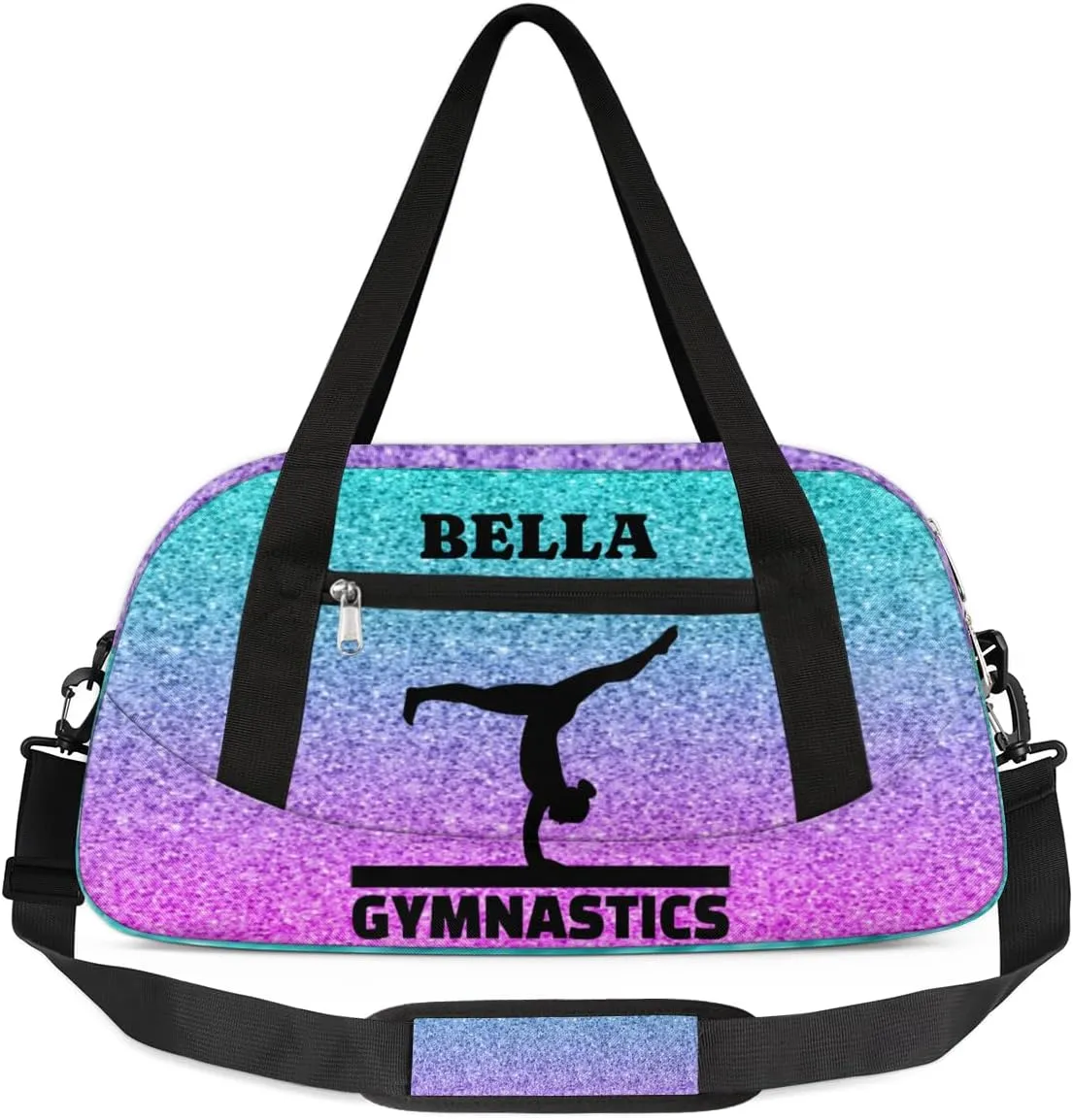 Personalized Dance Bag Gym Bag for Girl, Custom Sport Duffel Bag Weekender Bags Travel Duffel Bag Blue Purple Gymnastics