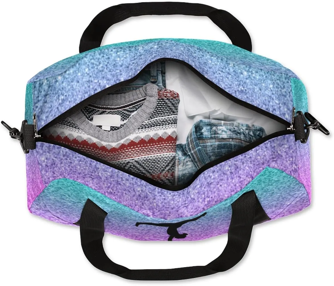 Personalized Dance Bag Gym Bag for Girl, Custom Sport Duffel Bag Weekender Bags Travel Duffel Bag Blue Purple Gymnastics