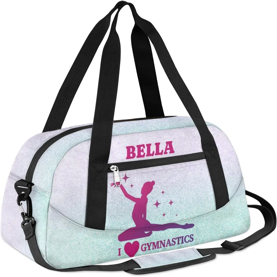 Personalized Dance Bag Gym Bag for Girl, Custom Sport Duffel Bag Weekender Bags Travel Duffel Bag Gymnastics Purple