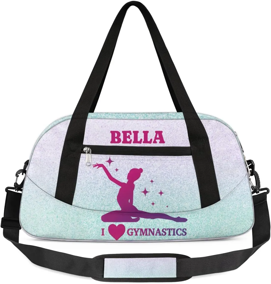 Personalized Dance Bag Gym Bag for Girl, Custom Sport Duffel Bag Weekender Bags Travel Duffel Bag Gymnastics Purple