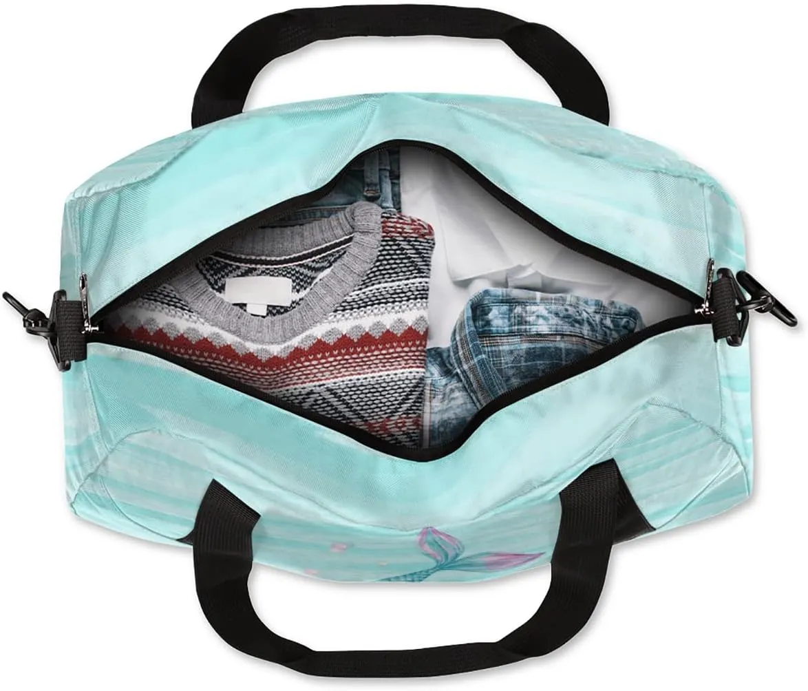 Personalized Dance Bag Gym Bag for Girl, Custom Sport Duffel Bag Weekender Bags Travel Duffel Bag Mermaids Tail Watercolor