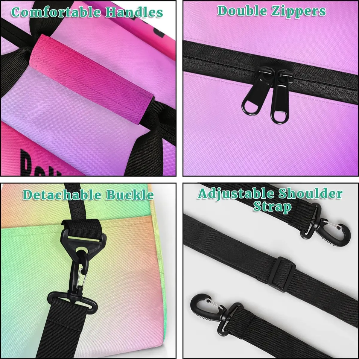 Personalized Dance Bag Gym Bag for Girl,Custom Sport Duffel Bag Weekender Bags Travel Duffel Bag Gymnastics (Multicolor 1), Option 8
