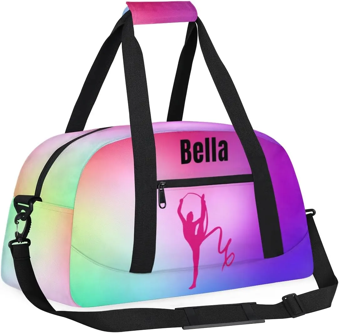 Personalized Dance Bag Gym Bag for Girl,Custom Sport Duffel Bag Weekender Bags Travel Duffel Bag Gymnastics (Multicolor 1), Option 8