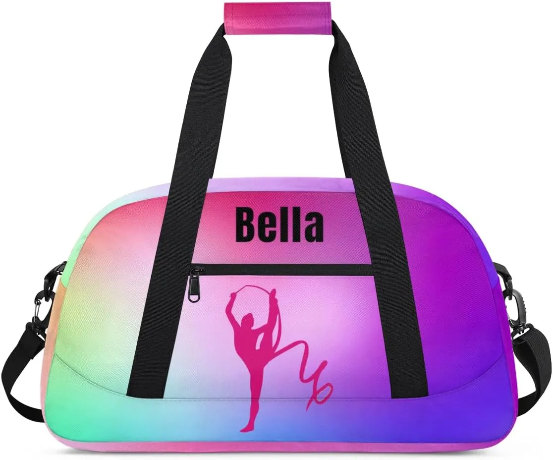 Personalized Dance Bag Gym Bag for Girl,Custom Sport Duffel Bag Weekender Bags Travel Duffel Bag Gymnastics (Multicolor 1), Option 8