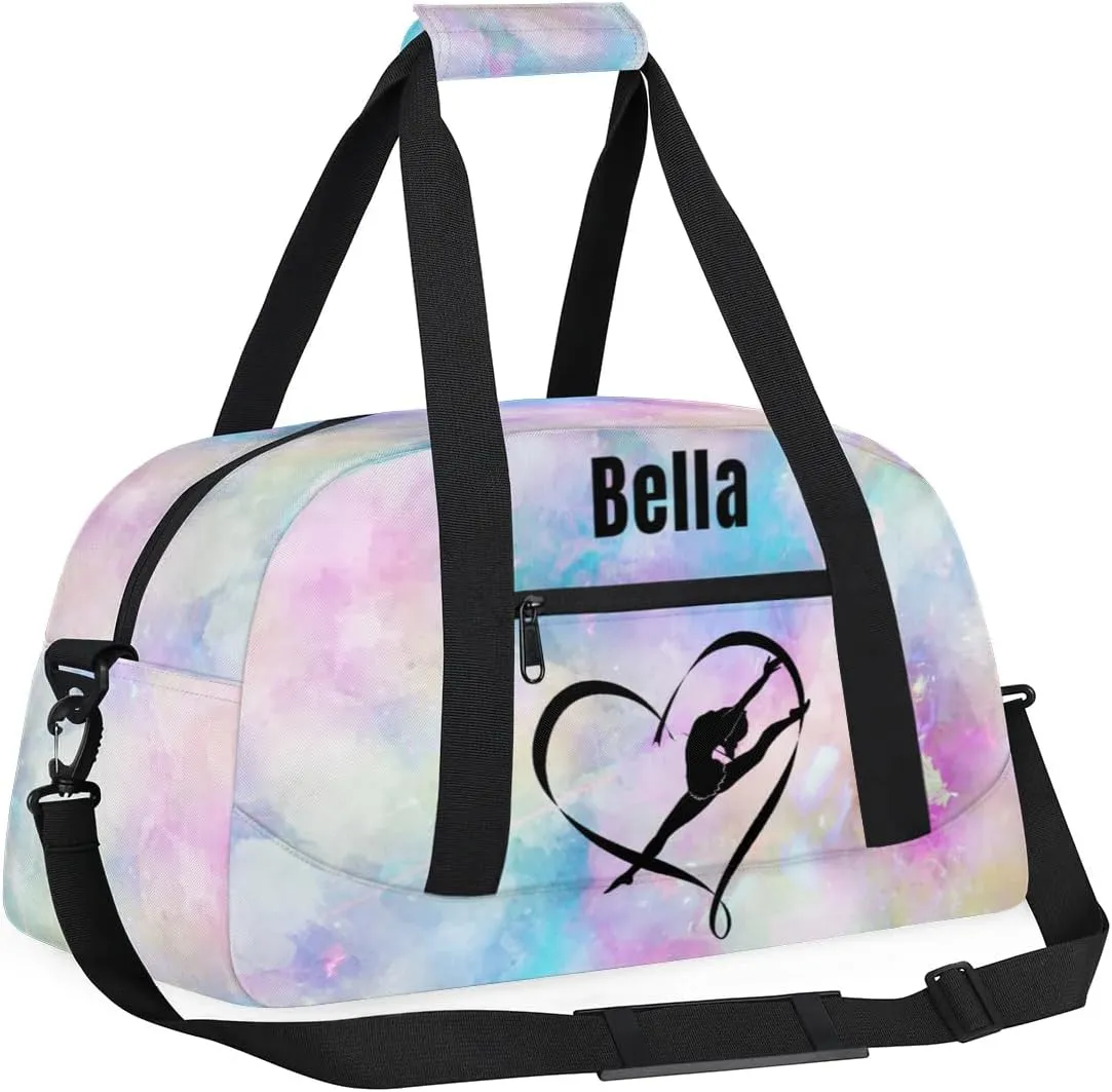 Personalized Dance Bag Gym Bag for Girl,Custom Sport Duffel Bag Weekender Bags Travel Duffel Bag Gymnastics (Multicolor 7), Option 14