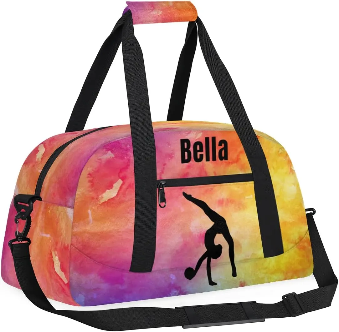 Personalized Dance Bag Gym Bag for Girl,Custom Sport Duffel Bag Weekender Bags Travel Duffel Bag Gymnastics (Multicolor 8), Option 15