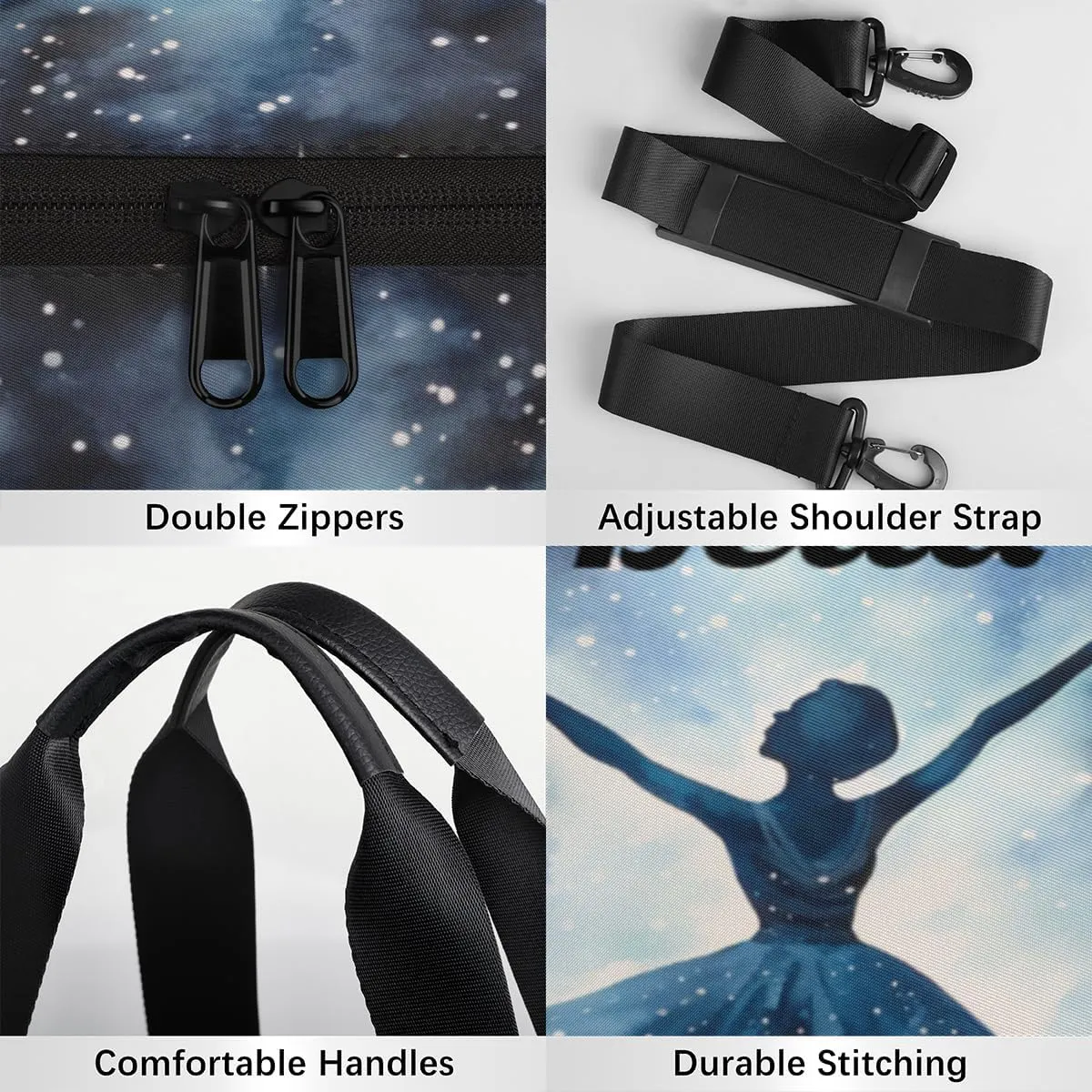 Personalized Dance Bag Gym Bag for Girls Boys, Personalized Custom Sports Gym Bag, Cylindrical Kids Travel Duffel Bags Weekender Overnight Bag for Teen Kids, Watercolor Starry Sky Ballerina