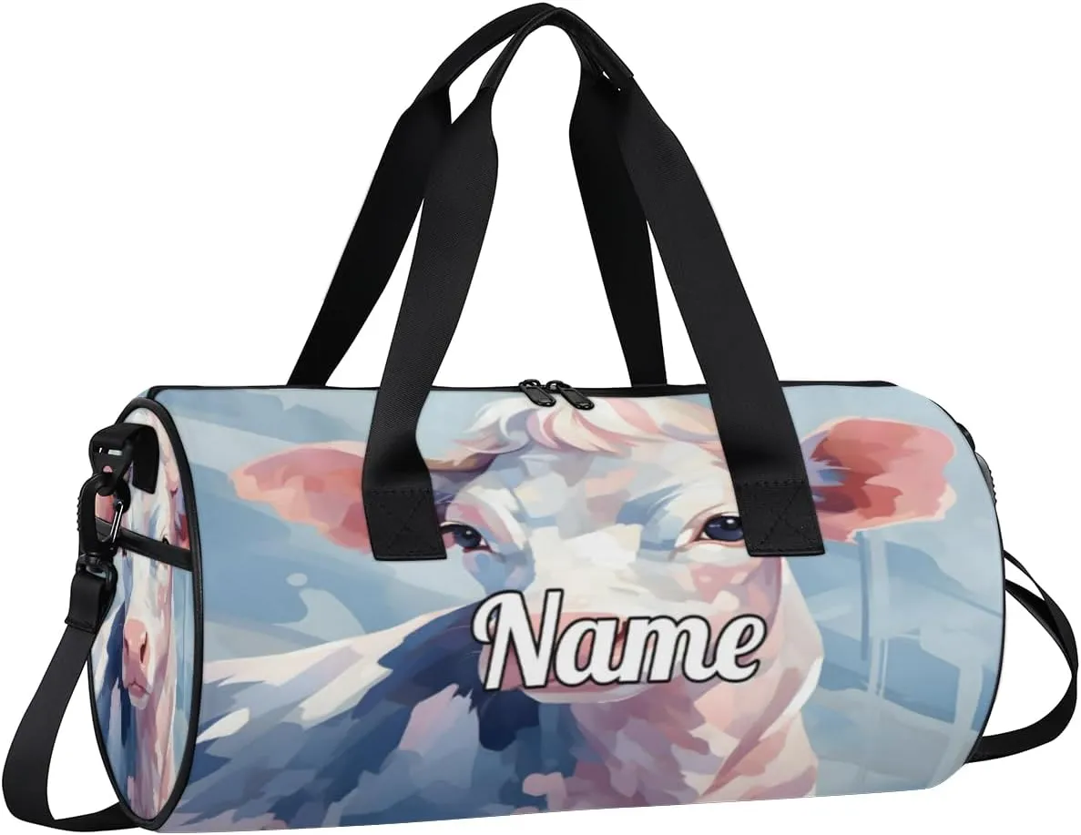 Personalized Dance Bag Gymnastics Sport Duffel Bag Custom Ballet Bags Overnight Weekender Bag Waterproof Cheerleader Bag, Funny Cattle