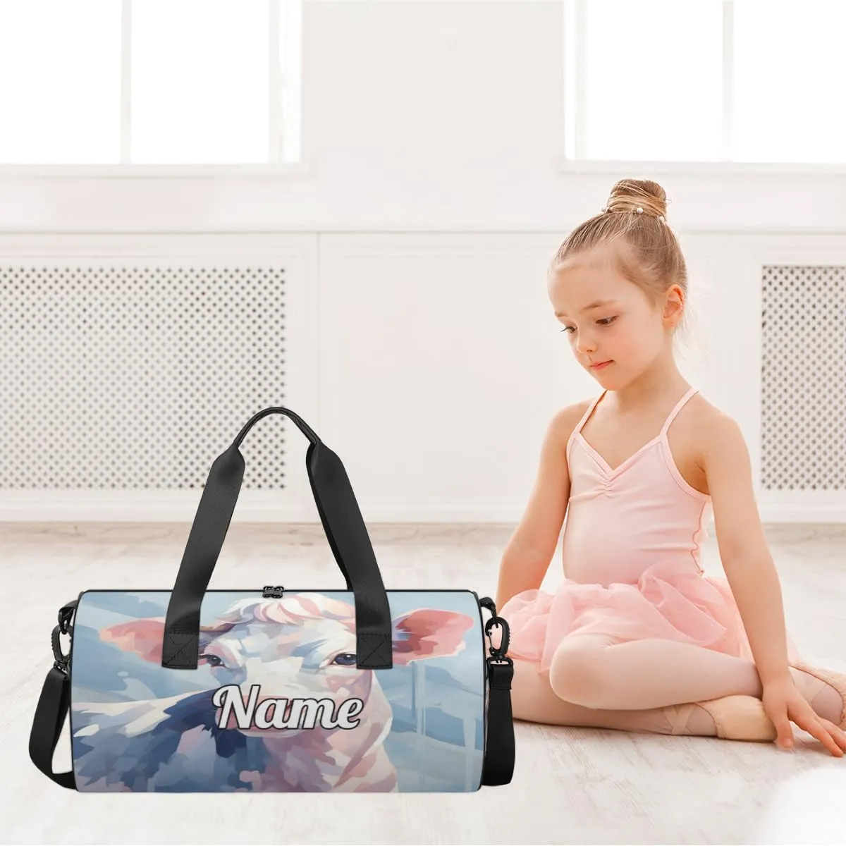Personalized Dance Bag Gymnastics Sport Duffel Bag Custom Ballet Bags Overnight Weekender Bag Waterproof Cheerleader Bag, Funny Cattle