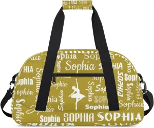 Personalized Dance Ballet Bag Sport Duffel Bag for Dancer Custom Dance Overnight Weekender Bags Personalized Dance Gifts, Brown