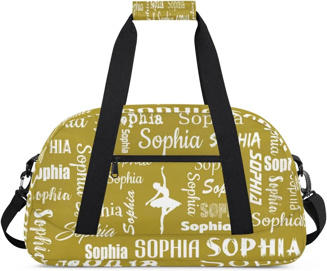 Personalized Dance Ballet Bag Sport Duffel Bag for Dancer Custom Dance Overnight Weekender Bags Personalized Dance Gifts, Brown