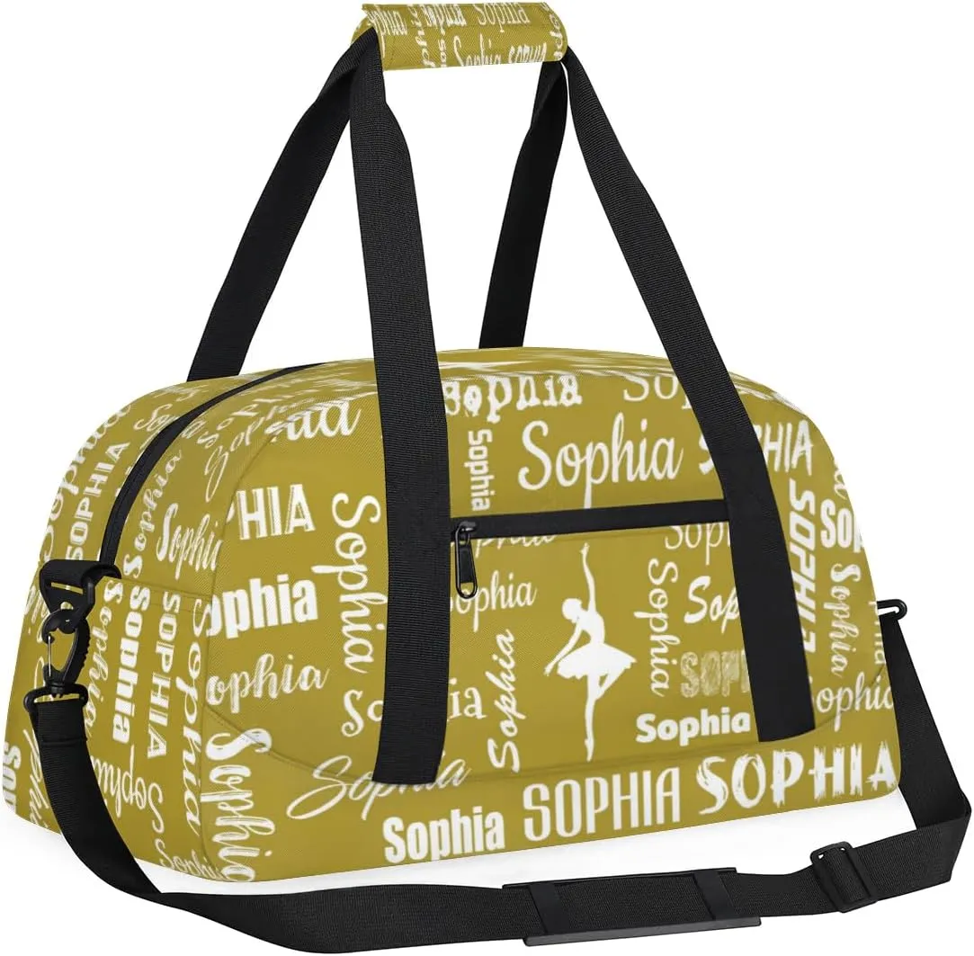 Personalized Dance Ballet Bag Sport Duffel Bag for Dancer Custom Dance Overnight Weekender Bags Personalized Dance Gifts, Brown