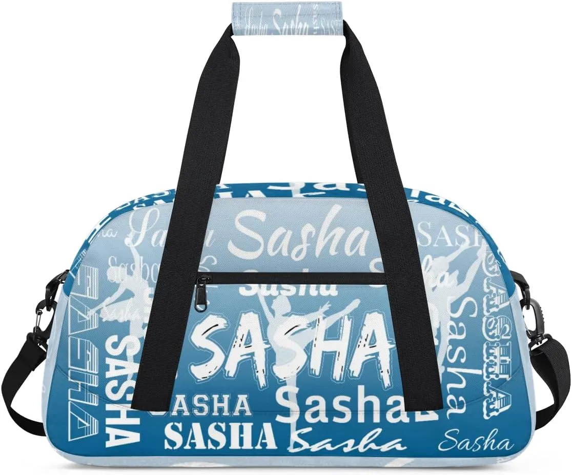 Personalized Dance Duffel Bag Name Cheer Bags, Custom Sport Duffel Gym Bag Weekender Bags for Travel Blue Gradient Gymnastics Bag