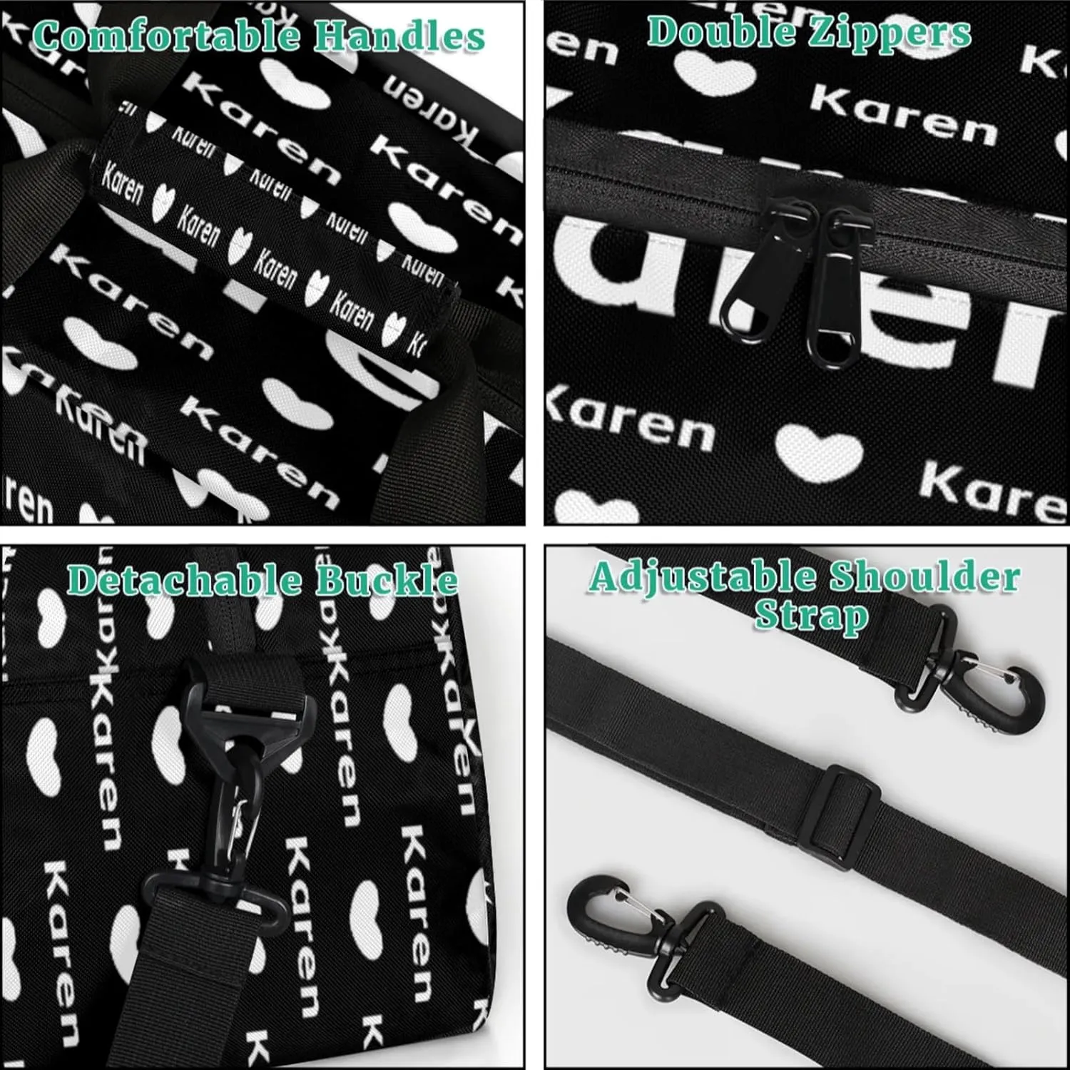Personalized Dance Duffel Bag with Name Custom Sport Gym Travel Bags for Women Men, Customized Overnight Bags Weekender Bag, Black