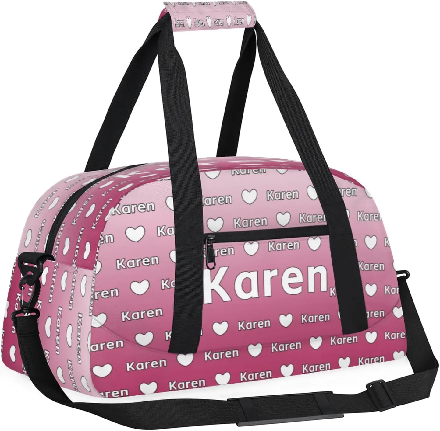 Personalized Dance Duffel Bag with Name Custom Sport Gym Travel Bags for Women Men, Customized Overnight Bags Weekender Bag, Dark Pink Gradient