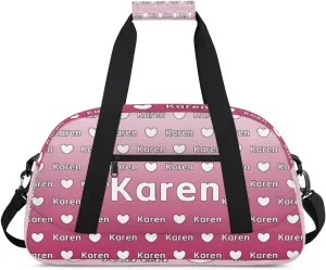Personalized Dance Duffel Bag with Name Custom Sport Gym Travel Bags for Women Men, Customized Overnight Bags Weekender Bag, Dark Pink Gradient