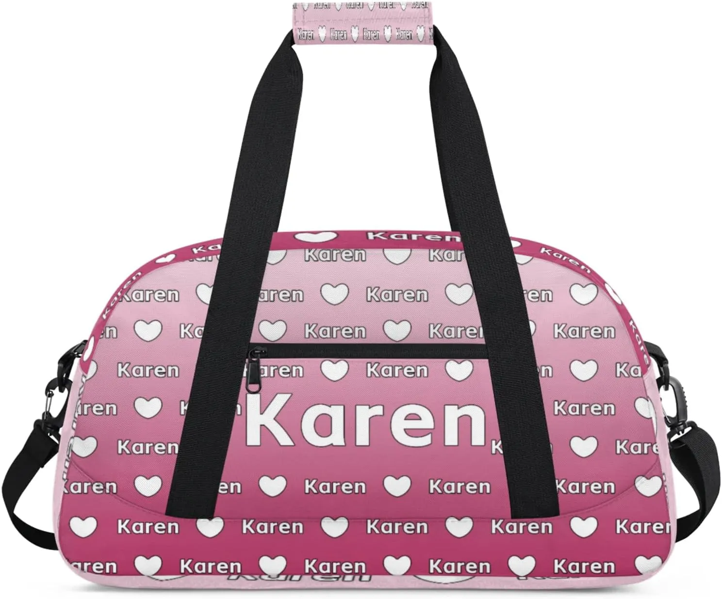 Personalized Dance Duffel Bag with Name Custom Sport Gym Travel Bags for Women Men, Customized Overnight Bags Weekender Bag, Dark Pink Gradient