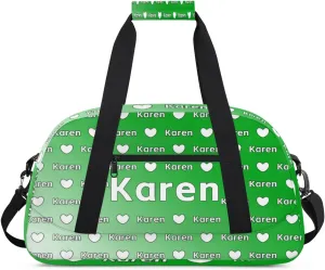 Personalized Dance Duffel Bag with Name Custom Sport Gym Travel Bags for Women Men, Customized Overnight Bags Weekender Bag, Grass Green Gradient