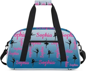Personalized Dance Gymnastics Bags, Custom Name Duffel Bag Cheer Bags, Custom Sport Duffel Gym Bag Travel Weekender Bags Blue Gradient