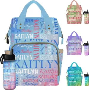 Personalized Diaper Bag Monogram Nursing Bags with Large Capacity for New Mom Dad Multi Color Artwork Name, Customized Mommy Bag with Name for Baby Girl Outdoor Mother's Day