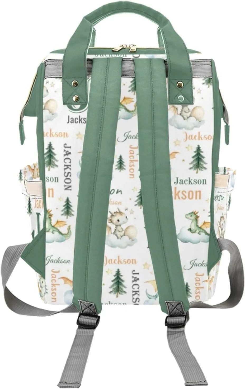 Personalized Dinosaur Diaper Bags with Name for Boys, Custom Dragon Diaper Backpack, Casual Daypack Bag Large Capacity Nappy Bags,Gifts for New Mom