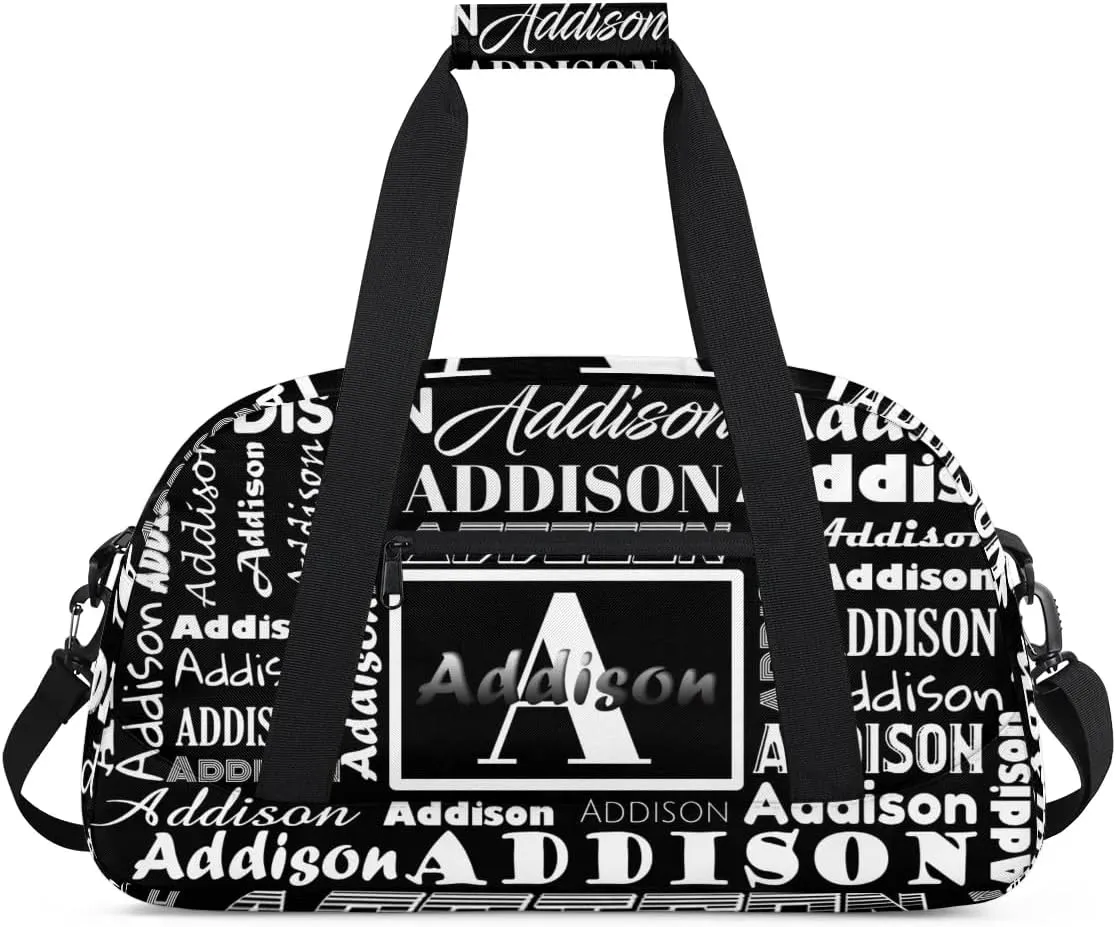 Personalized Duffel Bag Cheerleading Dance Bag Custom Name Text Sport Gym Bags Travel Weekend Travel Bag Overnight Bag for Women/Men, Black