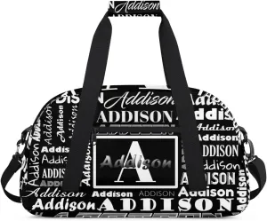 Personalized Duffel Bag Cheerleading Dance Bag Custom Name Text Sport Gym Bags Travel Weekend Travel Bag Overnight Bag for Women/Men, Black