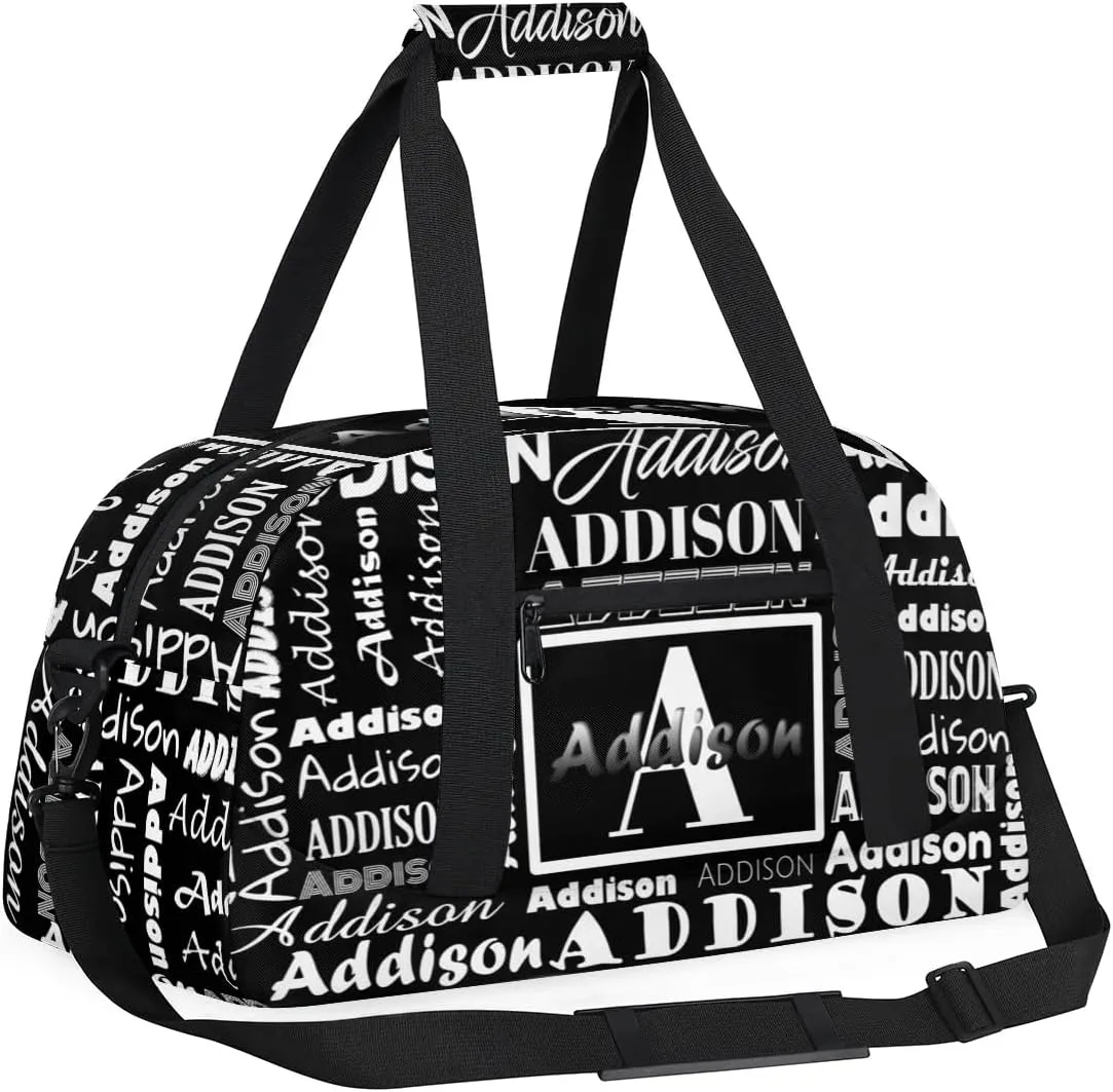 Personalized Duffel Bag Cheerleading Dance Bag Custom Name Text Sport Gym Bags Travel Weekend Travel Bag Overnight Bag for Women/Men, Black
