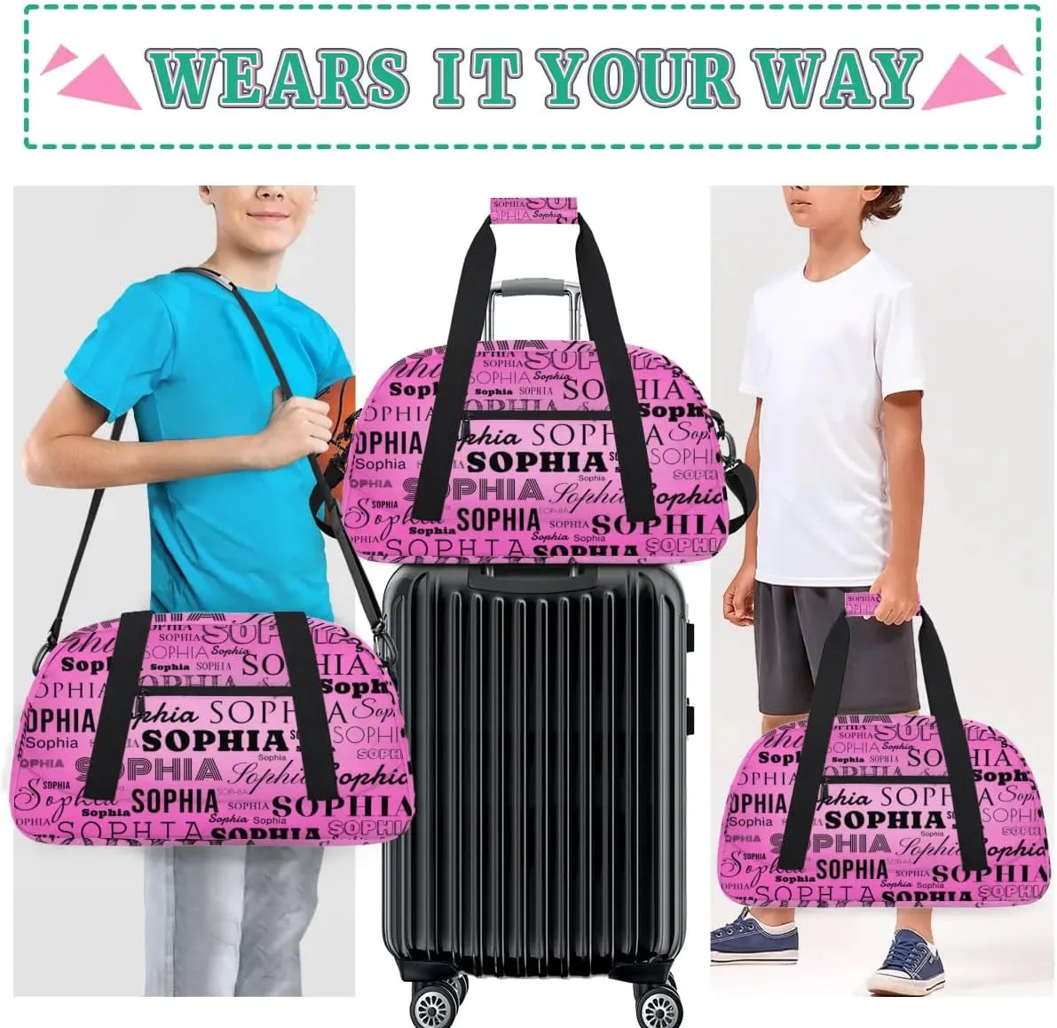 Personalized Duffel Bag Custom Dance Bag for Girls Customized Kids Gymnastics Creative Name Ballet Bag Overnighter Travel Carry on Tote Sport for Boys Backpack Purple Plum