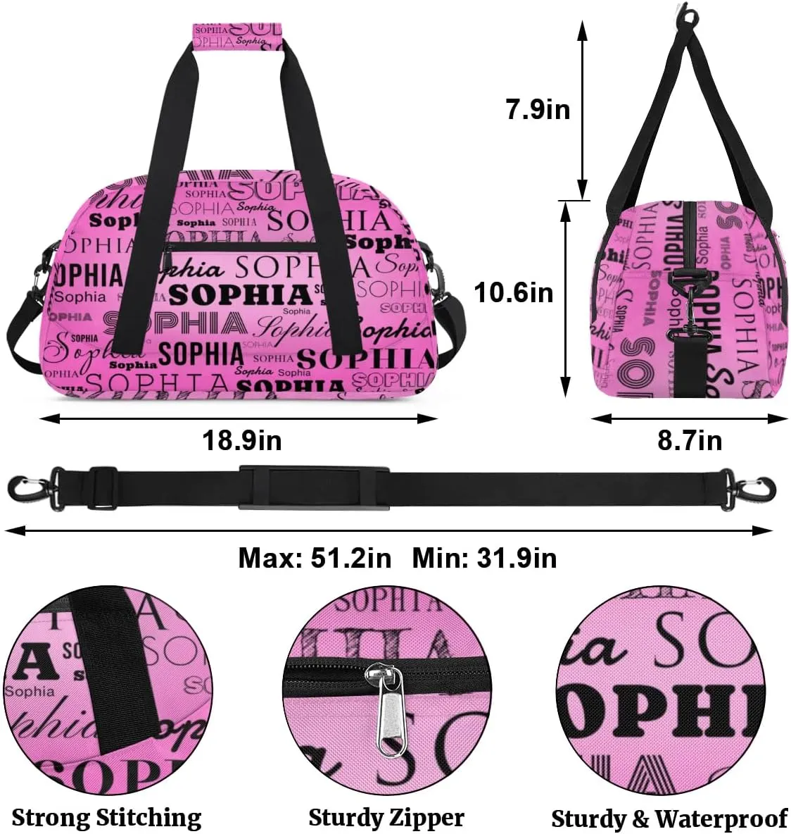 Personalized Duffel Bag Custom Dance Bag for Girls Customized Kids Gymnastics Creative Name Ballet Bag Overnighter Travel Carry on Tote Sport for Boys Backpack Purple Plum